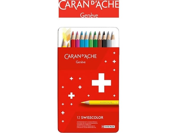 Caran d’Ache färgpennor wisscolor metallask 12 st.