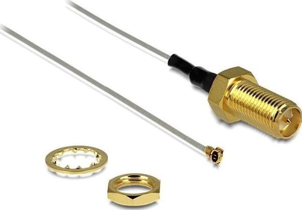 Delock - Antennekabel - RP-SMA (hunn) til I-PEX (hann) - 20 cm - koaksial - grå
