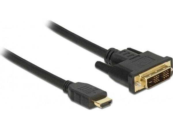 Delock - Adapterkabel - enkeltlenke - DVI-D hann til HDMI hann - 1 m - trippel beskyttelse - svart - tommelskruer