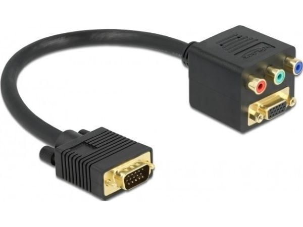 Delock - VGA-adapter - HD-15 (VGA) (hann) til HD-15 (VGA), RCA (hunn) - 20 cm