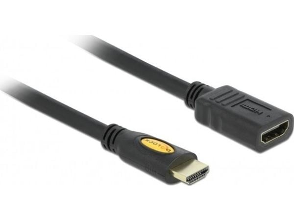 Delock High Speed HDMI with Ethernet - HDMI-forlengelseskabel med Ethernet - HDMI hann til HDMI hunn - 2 m - svart