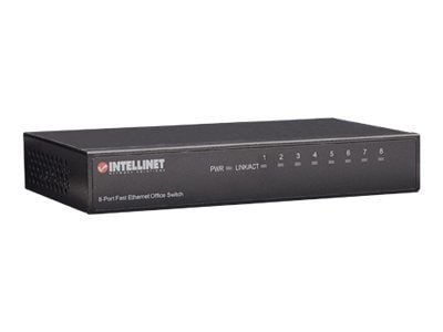 Intellinet 8-Port Fast Ethernet Office Switch, Desktop Size, Metal, IEEE 802.3az (Energy Efficient Ethernet), Box - Switch - 8 x 10/100 - stasjonær