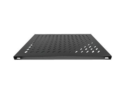 Intellinet 19" Fixed Shelf, 1U, 800mm Depth, Heavy-Duty, Max 100kg, Black - Rack-hylle - svart, RAL 9005 - 1U - 19"