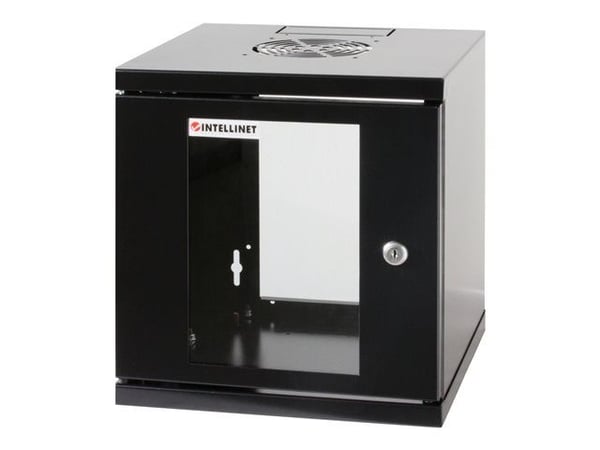 Intellinet Network Cabinet, Wall Mount (Standard), 15U, Usable Depth 500mm/Width 540mm, Black, Assembled, Max 60kg, Metal & Glass Door, Back Panel,...