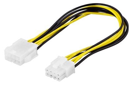 DELTACO - Strömadapter - 8-stifts EPS12V (hane) till 8-stifts EPS12V (hona) - 25 cm