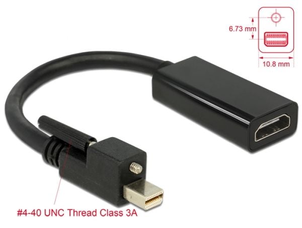 DeLOCK 62640, 0,25 m, Mini DisplayPort, HDMI, Uros, Naaras, Kulta
