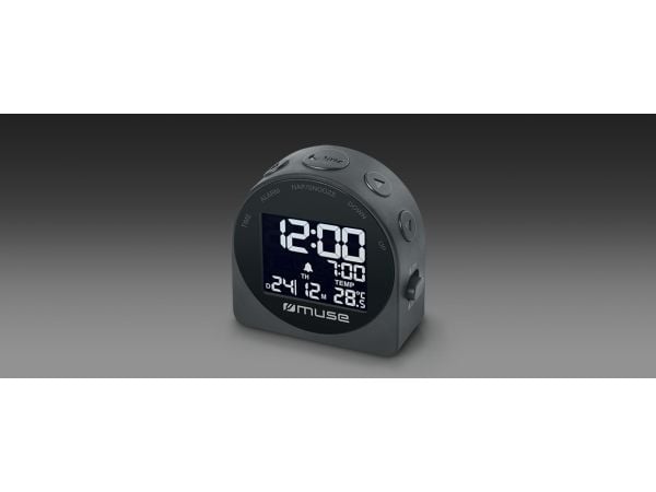 Muse M-09C, Digitaalinen herätyskello, Harmaa, Päivämäärä, Lämpötila, Aika, LCD, Akku, AAA/R03/UM4