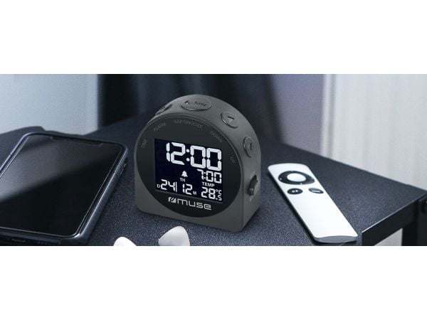 Muse M-09C, Digital vekkerklokke, Grå, Dato, Temperatur, Tid, LCD, Batteri, AAA/R03/UM4