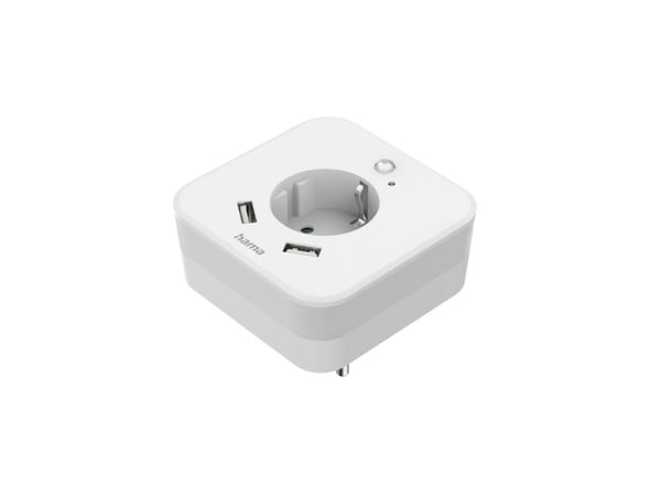 Hama LED nattlys med stikkontakt, 2 USB-utganger, bevegelses- og lyssensor (00223498)