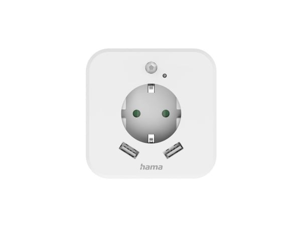 Hama LED nattlys med stikkontakt, 2 USB-utganger, bevegelses- og lyssensor (00223498)