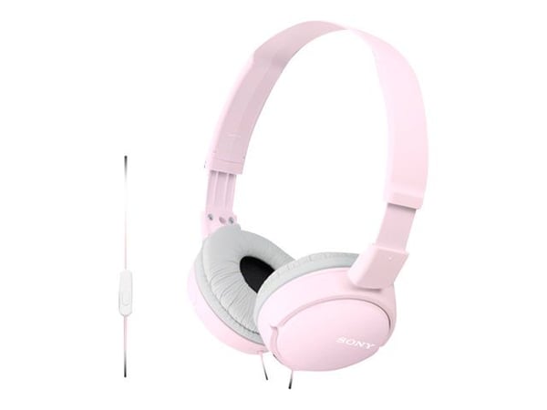 Sony MDR-ZX110AP - Hörlurar med mikrofon - fullstorlek - kabelansluten - 3,5 mm kontakt - rosa