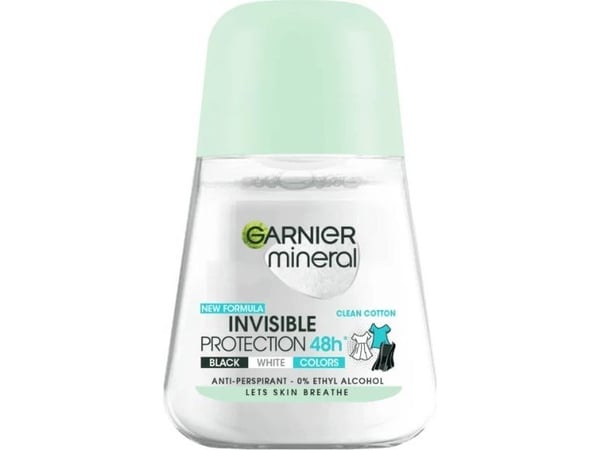 GARNIER Invisible Protection 48H Clean Cotton roll-on antiperspirant 50 ml