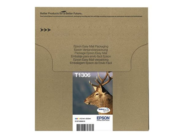 Epson T1306 Multipack Easy Mail Packaging - 3-pack - 30.3 ml - gul, cyan, magenta - original - boks - blekkpatron - for Stylus SX535; Stylus Office...