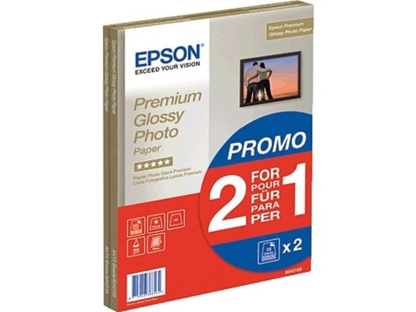 Epson Premium Glossy Photo Paper BOGOF - Blank - A4 (210 x 297 mm) - 255 g/m² - 15 ark fotopapper (paket om 2) - för EcoTank ET-2650, 2750, 2751, 2...
