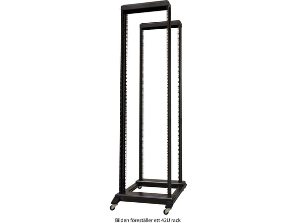 Deltaco 19-DR6837, Frittstående hylle, 37U, 150 kg, Svinghjul, Sort