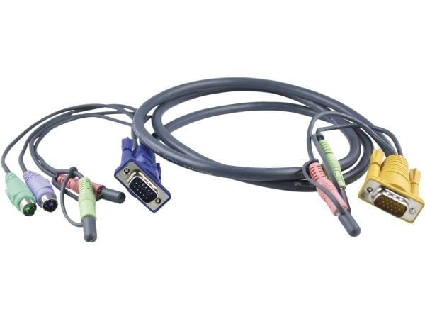 ATEN 2L-5305P - Kabel för tangentbord/mus/video/ljud - 15 pin D-Sub (DB-15), minijack (hane) till PS/2, HD-15 (VGA), minijack (hane) - 5 m - för AT...