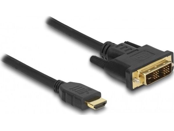 Delock - Adapterkabel - enkeltlenke - DVI-D hann til HDMI hann - 50 cm - trippel beskyttelse - svart - tommelskruer