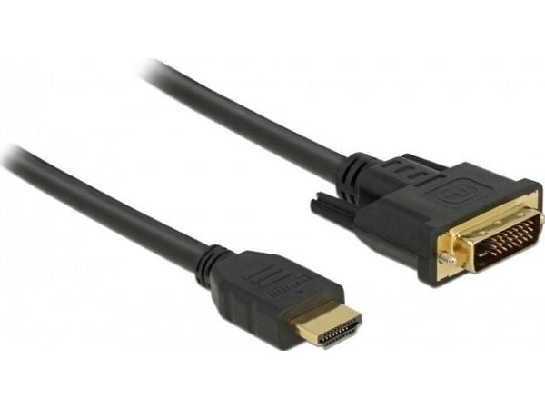 Delock - Adapterkabel - HDMI hann til DVI-D hann - 50 cm - trippel beskyttelse - svart - tommelskruer