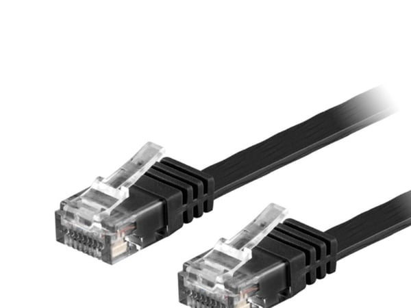 DELTACO - Koblingskabel - RJ-45 (hann) til RJ-45 (hann) - 10 m - UTP - CAT 6 - formstøpt, flat - svart