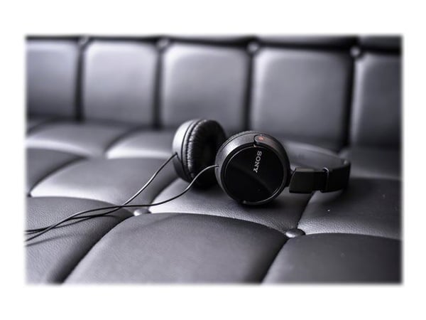 Sony MDR-ZX110AP - Hörlurar med mikrofon - fullstorlek - kabelansluten - 3,5 mm kontakt - svart