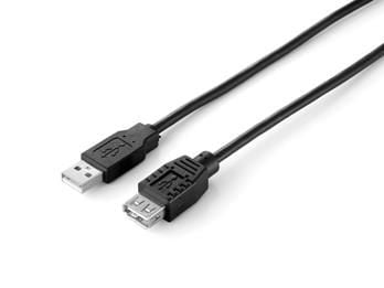 Equip 128851, 3 m, USB A, USB A, USB 2.0, Hankjønn/hunkjønn, Sort
