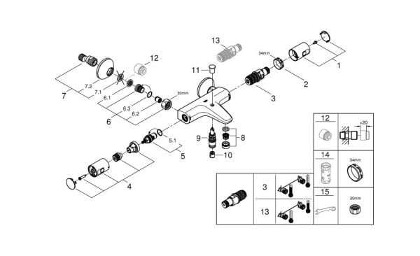 GROHE Precision, Bath & shower, Palloventtiili, 1/2", Kromi