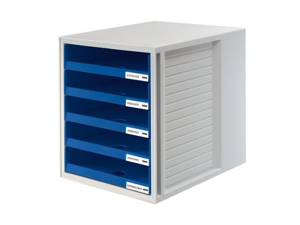 HAN 1401-14, 5 skuff(er), Plast, Blå, Grå, 1 stk, 330 mm, 320 mm