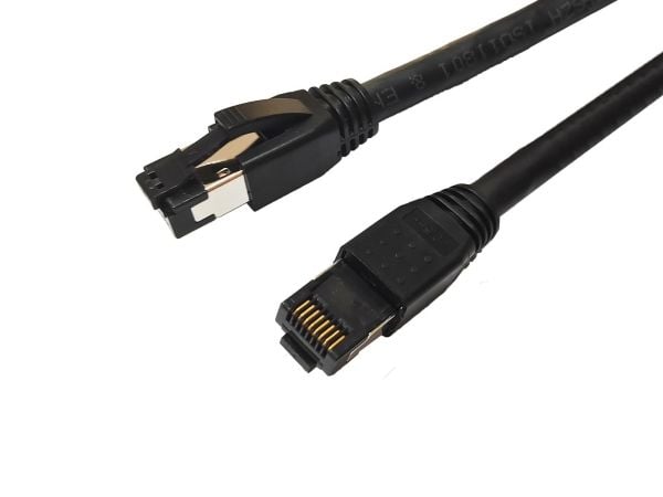 Microconnect MC-SFTP80025S, 0,25 m, Cat8.1, S/FTP (S-STP), RJ-45, RJ-45, Musta
