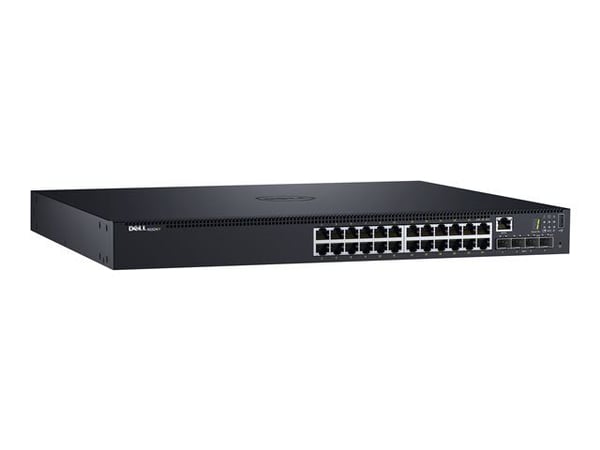 Dell Networking N1524P - Switch - L2+ - Styrt - 24 x 10/100/1000 + 4 x 10 Gigabit SFP+ - front til bakside-luftflyt - rackmonterbar - PoE+ (30.8 W)