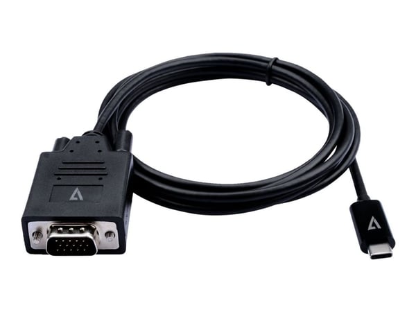 V7 - Adapterkabel - USB-C (hann) til HD-15 (VGA) (hann) - 2 m - tommelskruer, 1200p støtte 60 Hz - svart