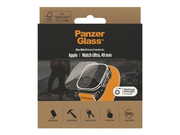 PanzerGlass™ | Skjermbeskytter for smartklokke - glass - Krystallklar | Apple Watch Ultra (49 mm)