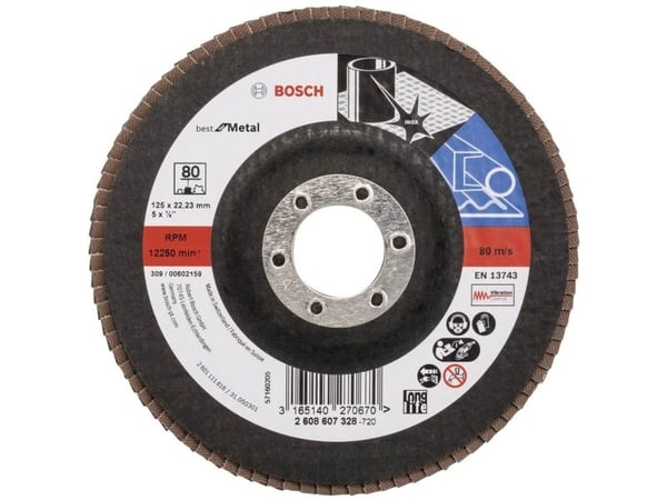 Bosch Accessories 2608607328 X571 lamellslipeskive diameter 125 mm boringsdiameter 22,33 mm kornstørrelse 80 stål 1 stk