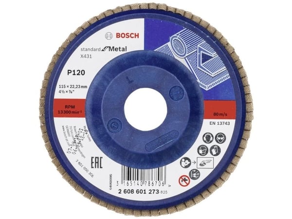 Bosch Accessories 2608601273 X431 Lamellslipskiva Ø115 mm håldiameter 22.33 mm korn 120 stål 1 st