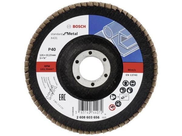 Bosch bladslipeblad 125 mm X431 P 40 for metall, buet/oppbukt