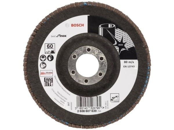 Bosch tilbehør 2608607639 X581 klaffskive diameter 125 mm borediameter 22,33 mm rustfritt stål 1 stk (2608607639)