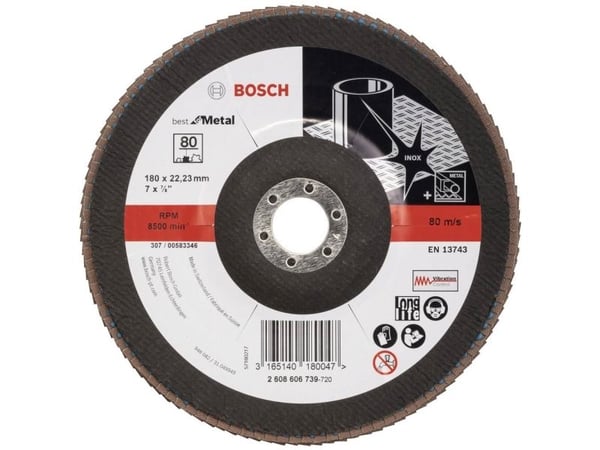 Bosch Tilbehør 2608606739 X571 Lamellrondell Diameter 180 mm Borediameter 22,33 mm Kornstørrelse 80 Stål 1 stk