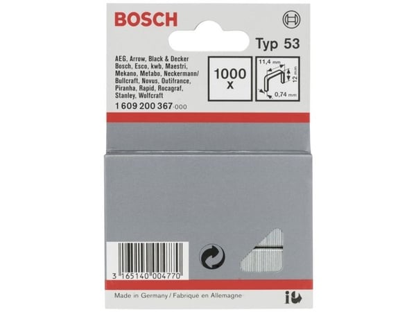 Bosch KLAMMER TYYPPI 53 11,4X0,74X12MM 1000 STK