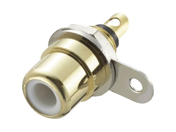 TRU COMPONENTS 719258 Cinch-liitin Liitäntä, uppoasennettava pystysuora Napojen lukumäärä: 2 Valkoinen 1 kpl