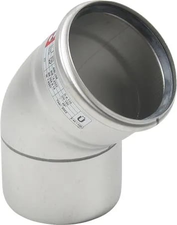 Blücher bøjn.45.0gr.75mm - m.O-ring AISI 316L.Syrefast stål