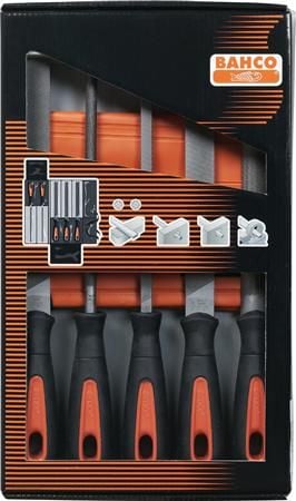 Bahco 1-478-08-1-2, Fil-sett, Flate mapper, Halvrund fil, Rund fil, Firkantet fil, Mellom grov og 2. kutt, Sort, Oransje, 900 g, 200 mm