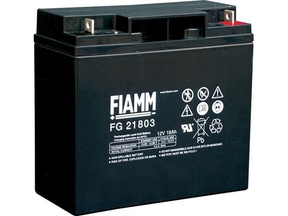 ACTEC Fiamm lyijyakku 12v/18Ah. Navan kanssa Lippu Ø 5.5mm (litteä rauta reiällä läpi) - (LxKxS) 181x167x76mm