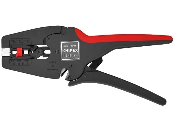 KNIPEX MultiStrip 10 automaattinen kuorimanauha 0,03-10mm²:n alueelta, jossa on pehmeä muovinen alue