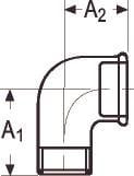 Vinkel 90° galvaniseret muffe/nippel 3