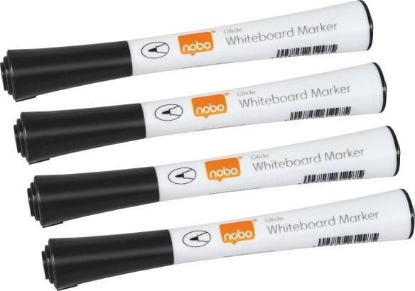Nobo Glide whiteboardtusj med fin spiss, 1 mm, svart - 4 stk./pakning