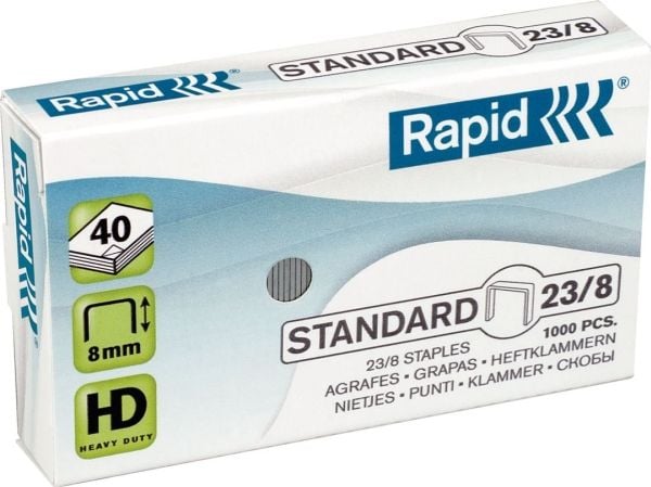 Rapid Standard - Klamrar - 23/8 - 8 mm - galvaniserat stål - paket med 1000 - för Fashion HD110