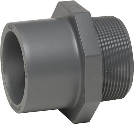 PVC overg.nip. 1/2 x 20/16mm - m. klæbemuffe og klæbestuds. PN16