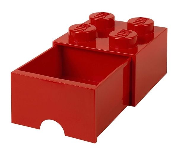 Lego Storage Opbevaringsskuffe - 4 Knopper - Rød