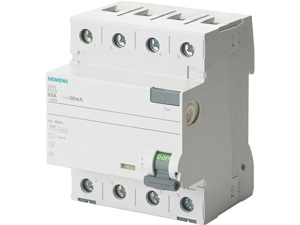 Siemens 5SV3344-6, Vikavirtasuoja, Tyyppi A, IP20, 400 V