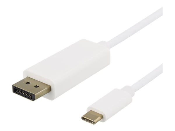 DELTACO - Adapterkabel - USB-C (hann) til DisplayPort (hann) - DisplayPort 1.2 - 2 m - 4 K 60 Hz (4096 x 2160) støtte - hvit