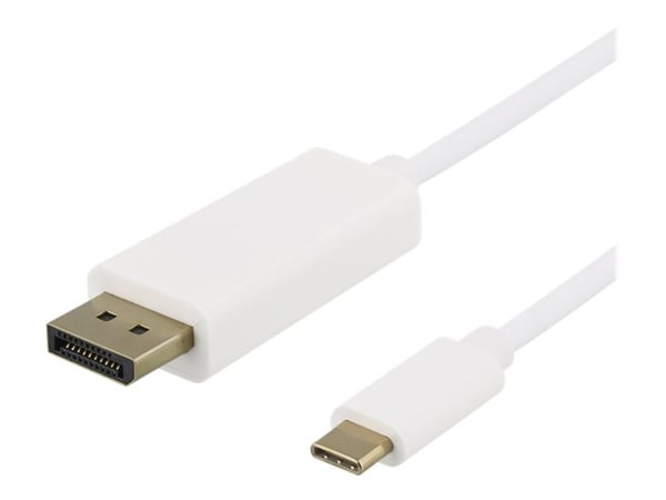 DELTACO - Adapterkabel - USB-C (hane) till DisplayPort (hane) - DisplayPort 1.2 - 1 m - 4K60 Hz (4096 x 2160) stöd - vit